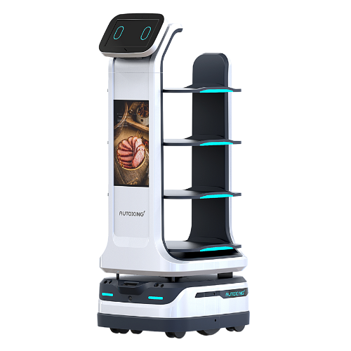 Mars Waiter Robot with Food on the Display Screen