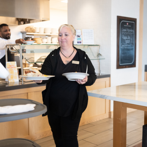 Clean Hotel Lobby with Food Deliverable